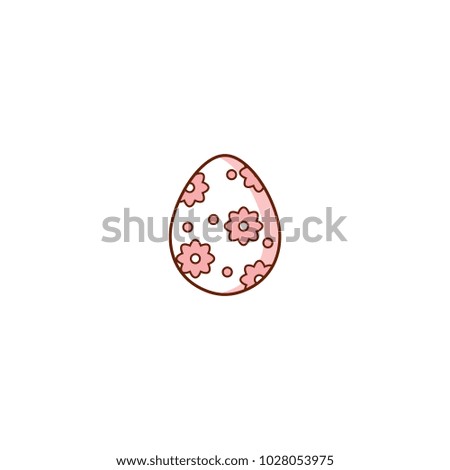 vector flat easter chicken egg icon. Spring holiday decorated festive symbol, flowers print for your design. Isolated illustration on a white background
