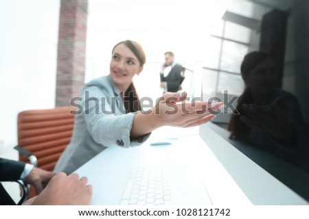 modern business woman talking with a client