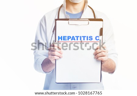 Doctor with a clipboard, blank template written diagnosis of HEPATITIS C there is empty space