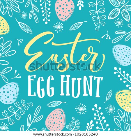easter egg hunt invitation template Royalty-Free Stock Photo #1028185240