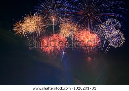 Colorful fireworks celebration and the night sky background.