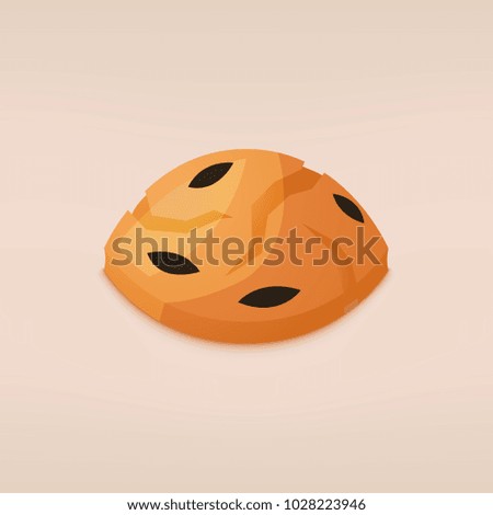 Icon chocolate chip cookies isolated on white background. Homemade baking. Vector illustration.