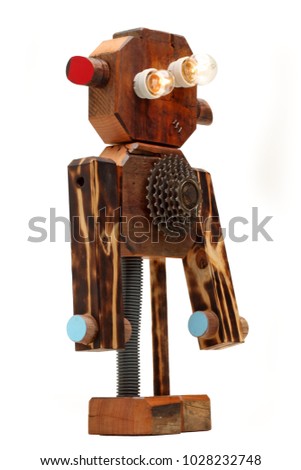 handmade wooden robot