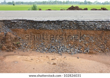 Section of asphalt road in a rural area with Paddy. Royalty-Free Stock Photo #102826031