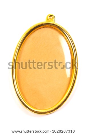 Oval golden frame isolated on white