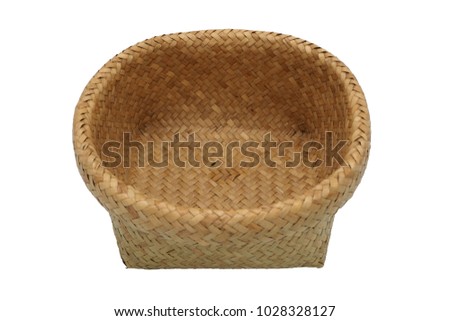 Empty brown wicker box isolated on white background,handmade in Thailand
