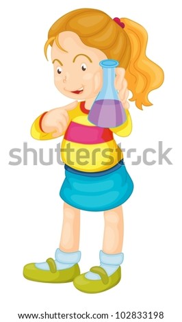 Illustration of a girl showing a flask