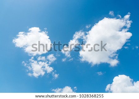clear blue sky with plain white cloud with space for text background. 