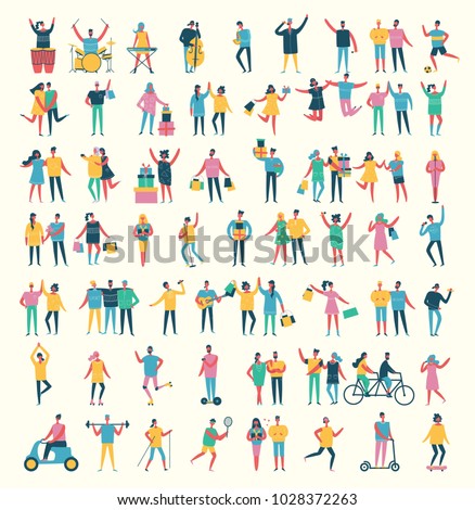 Vector illustration in a flat style of different activities people