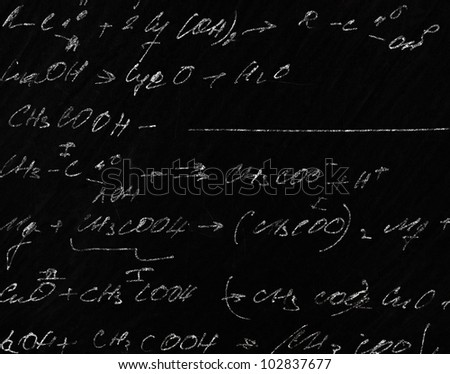chemistry formula, drawing with chalk on a blackboard