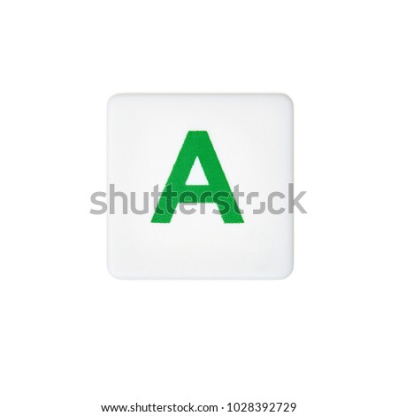 Turkish alphabet letters isolated on white. Letter A on white square button