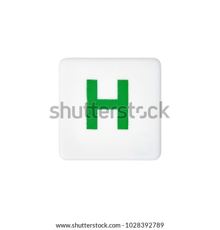 Turkish alphabet letters isolated on white. Letter H on white square button