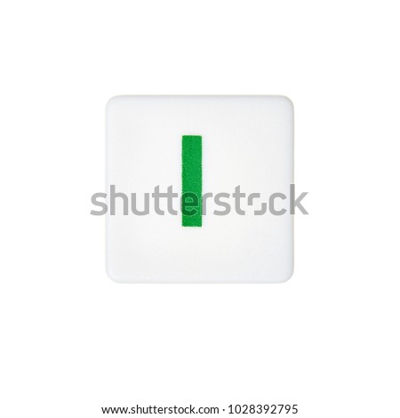 Turkish alphabet letters isolated on white. Letter I on white square button