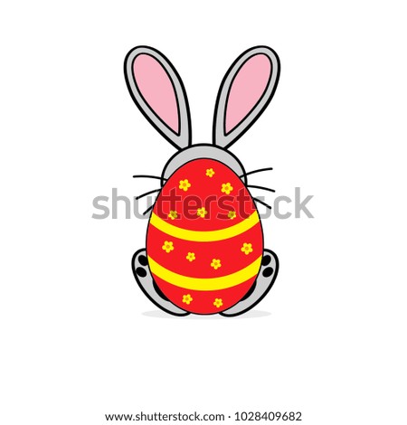Gray Easter Bunny With Red Easter Egg