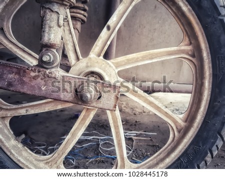 A vintage of useless wheel, old picture style