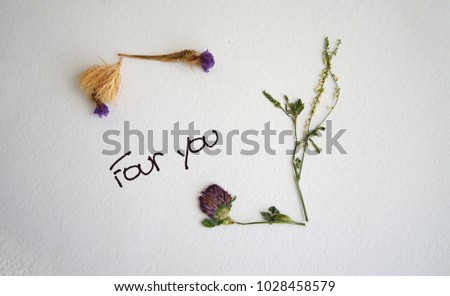 
flower frame of dried flowers, inscription "for you"