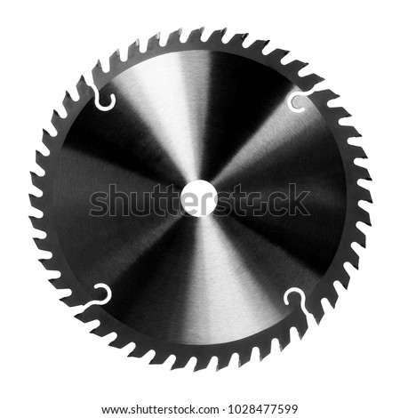 Tool. A disc of metal with teeth for sawing boards. White isolated background.