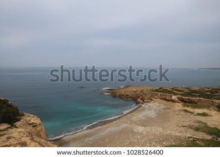 A beautiful sea shore and clear Turquoise water of the Mediterranean Sea,  Akamas Peninsula National Park, Lara Road, Cyprus