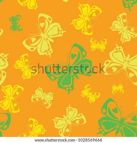 Contrast seamless butterfly iterative texture isolated on contrast back layer. Season butterfly repeat theme vector. Wildlife insect fauna artwork for cover.