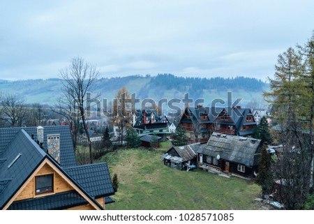 with views of the Tatras villas in Zakopane morning