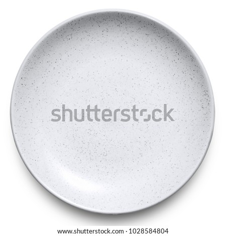 Empty marble plate isolated on white background with clipping path.