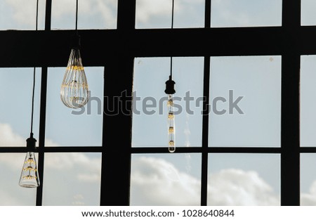 a light bulb in the background of the window. interior. beautiful photo