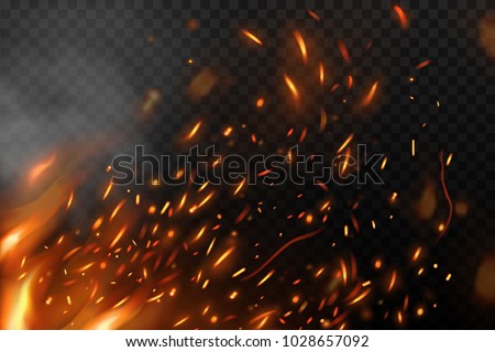 Flame with fiery sparks