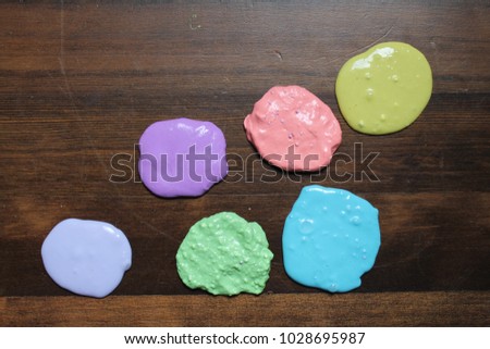 small batches of colorful slime
