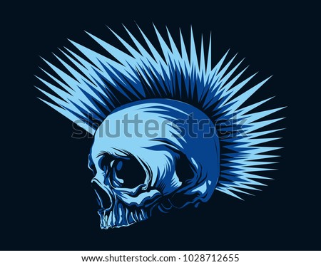 punk skull in blue color