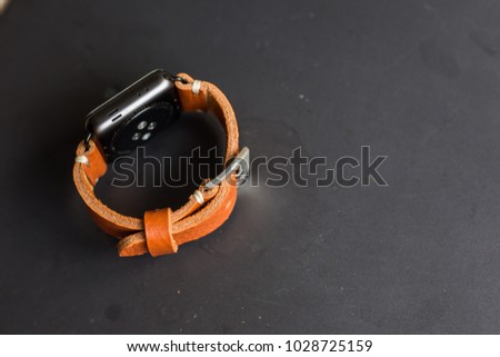 Fashion smart watch with leather strap craftsmanship workshop