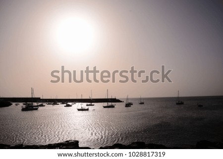 Photo Picture of a Sail Boat Silhouette at Sunset