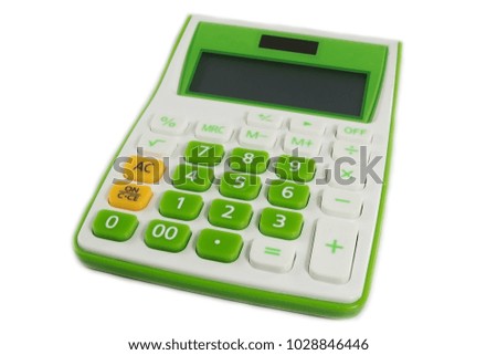 Green  calculator isolated on white background