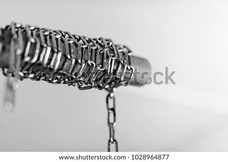 Shiny metal chain in silver color