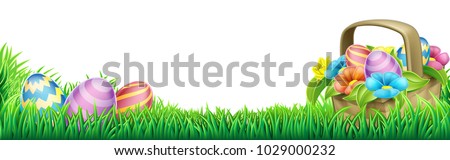 An Easter eggs basket design element background footer