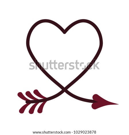 silhouette of heart with arrow, stock vector illustration