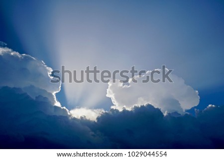 Spectacular, dramatic clouds in front of blue sky in Heraklion, Crete, Greece                              