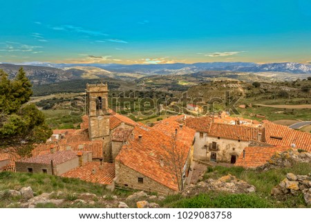 The town of Culla at sunset in Castellon, Spain Royalty-Free Stock Photo #1029083758