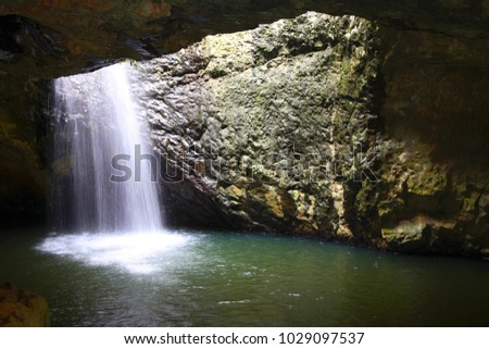 Natural Arch waterfall, Springbrook Rainforest, Gold Coast, Australia