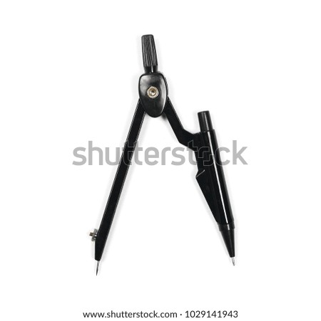 Black dividers, compass isolated on white, clipping path