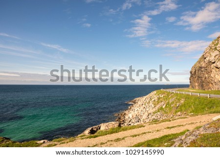 landscape at Andenes in Lofoten in Norway along National Tourist Route Andøya Royalty-Free Stock Photo #1029145990