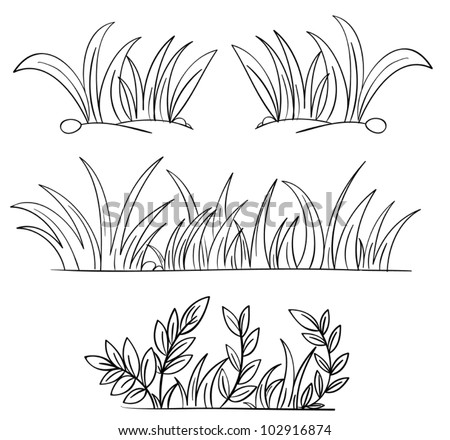 Illustration of grass and plant outlines