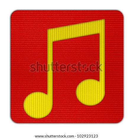 Music icon Corrugated paper craft on white background