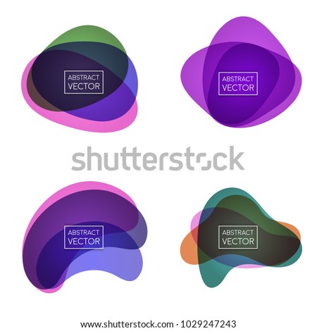 Abstract shapes form. Paper style. Blue and green, orange, ultraviolet and purple colors. Stock vector.