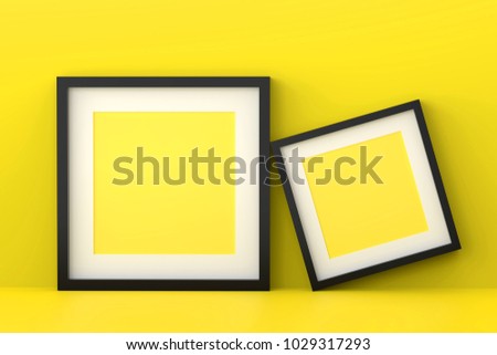 Blank picture frame for insert text or image inside on pastel yellow color.