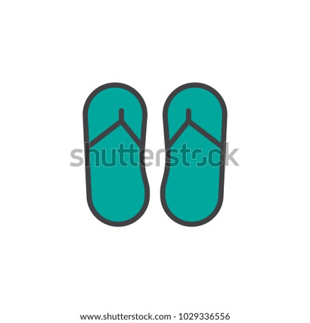 Flip flops filled outline icon, line vector sign, linear colorful pictogram isolated on white. Summer slippers foot wear symbol, logo illustration. Pixel perfect vector graphics