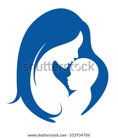 mother and baby vector silhouette