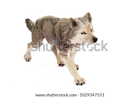toy wolf on a white background