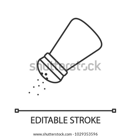 Salt or pepper shaker linear icon. Thin line illustration. Spice. Contour symbol. Vector isolated drawing. Editable stroke