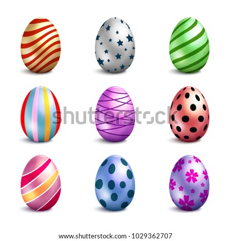 Set of color Easter eggs Isolated on white background, Happy Easter day vector clip art for your design project