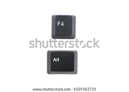 Alternate (Alt) and F4 computer key button isolated on white background with clipping path. Alt+F4 for closes the current window.
